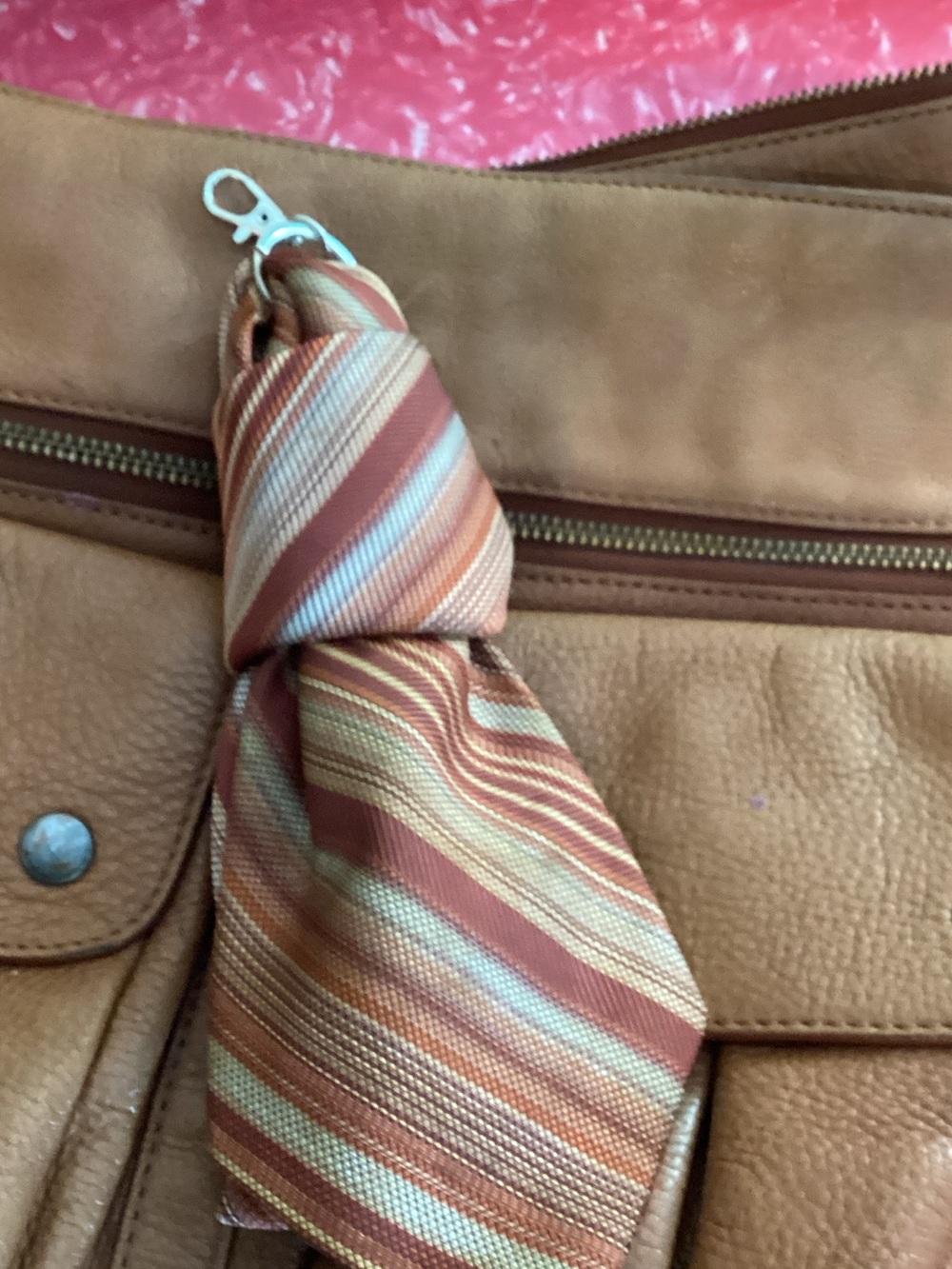 Men's Striped Tie Keychain - Brown Multi
